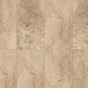 Dalle de sol SPC Hôtel effet Travertin Marron 123 x 61,5 cm – ép. 6,5+1 mm